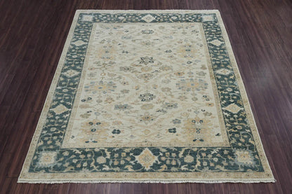 Multi Size Beige Turkish Oushak Wool Hand Knotted Traditional Elegance Oriental Rug