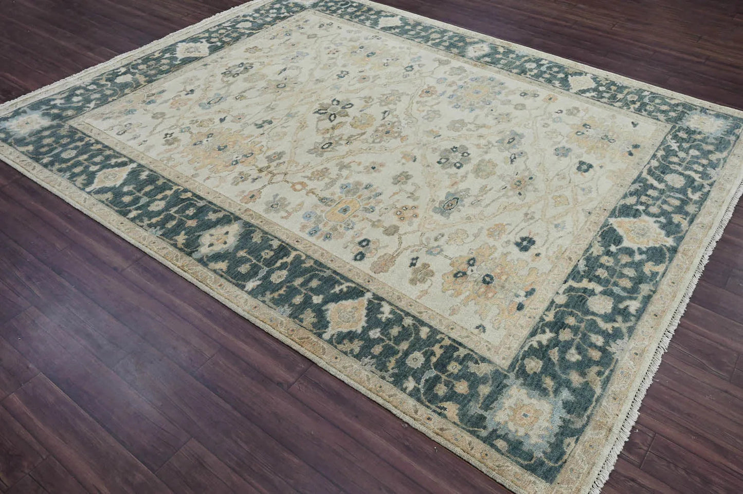 Multi Size Beige Turkish Oushak Wool Hand Knotted Traditional Elegance Oriental Rug