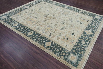 Multi Size Beige Turkish Oushak Wool Hand Knotted Traditional Elegance Oriental Rug