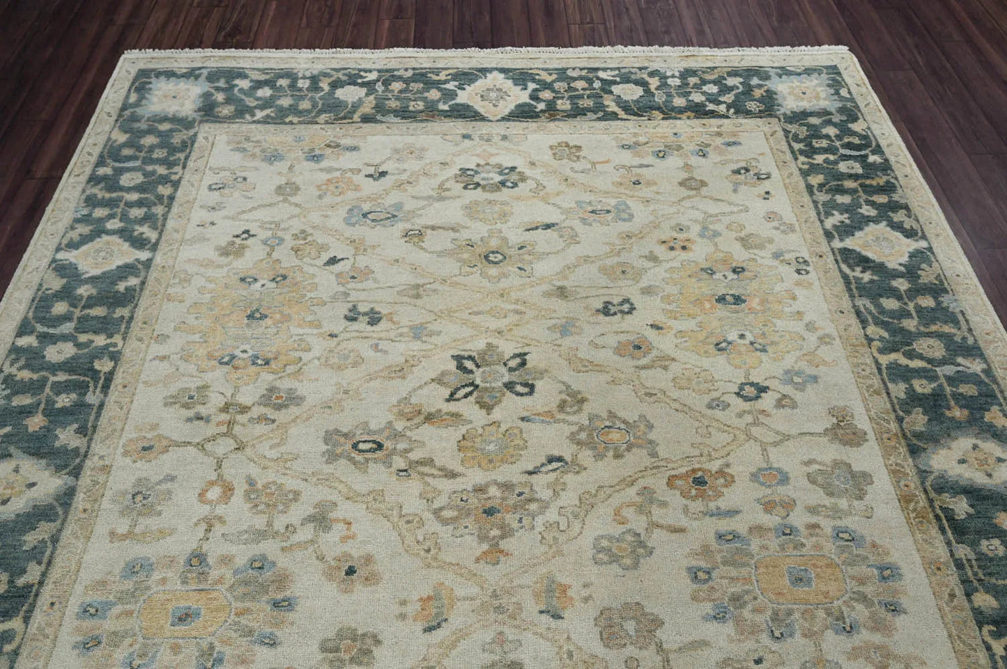 Multi Size Beige Turkish Oushak Wool Hand Knotted Traditional Elegance Oriental Rug