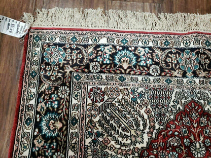 3' X 5' Vintage Fine Handmade India Oriental Kashmir Silk Rug 400 KPSI Wow