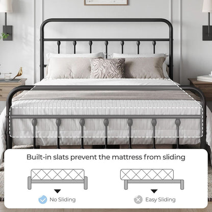 Queen Size Metal Platform Bed Frame With Storage Black