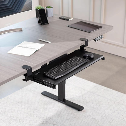 Under Desk Keyboard Tray 27x11 Inch C Clamp Mount Black