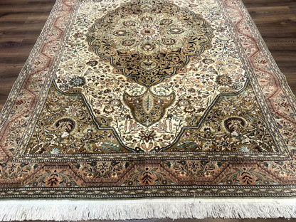 Turkish Sivas Rug 6x9, Floral Medallion, Vintage Handmade Wool Carpet