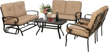 Five Piece Outdoor Metal Patio Furniture Conversation Set