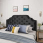 Contemporary Black Velvet Headboard with Button Tufted Design
