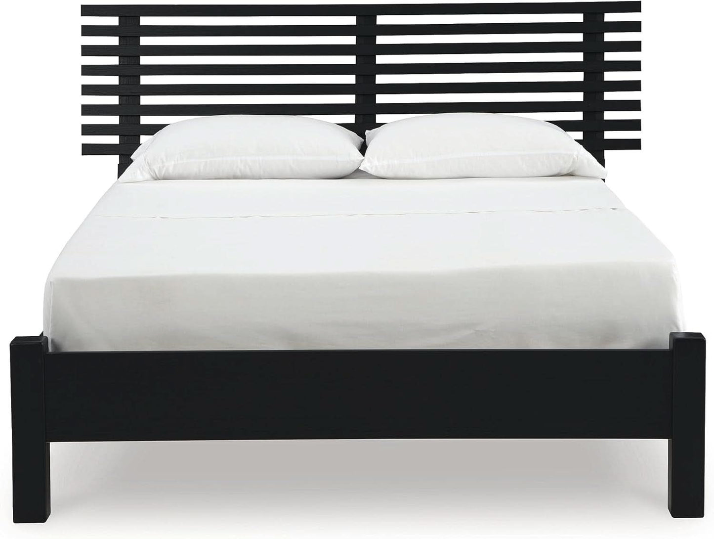 Modern Black Queen Slat Headboard Stylish Bedroom Design