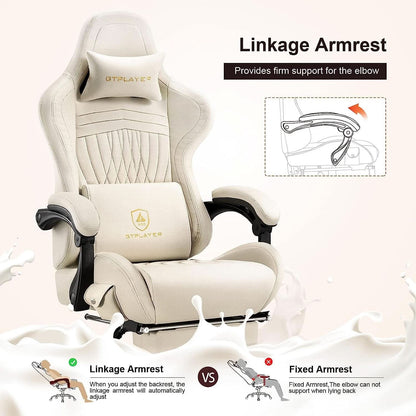 Ivory Bluetooth Speaker Gaming Chair With Footrest