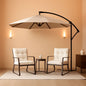 Three Piece Patio Bistro Set With Rocking Chairs And Cushions Beige Outdoor Garden Furniture