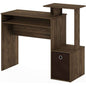 Walnut Compact Desk With Keyboard Tray And Shelves