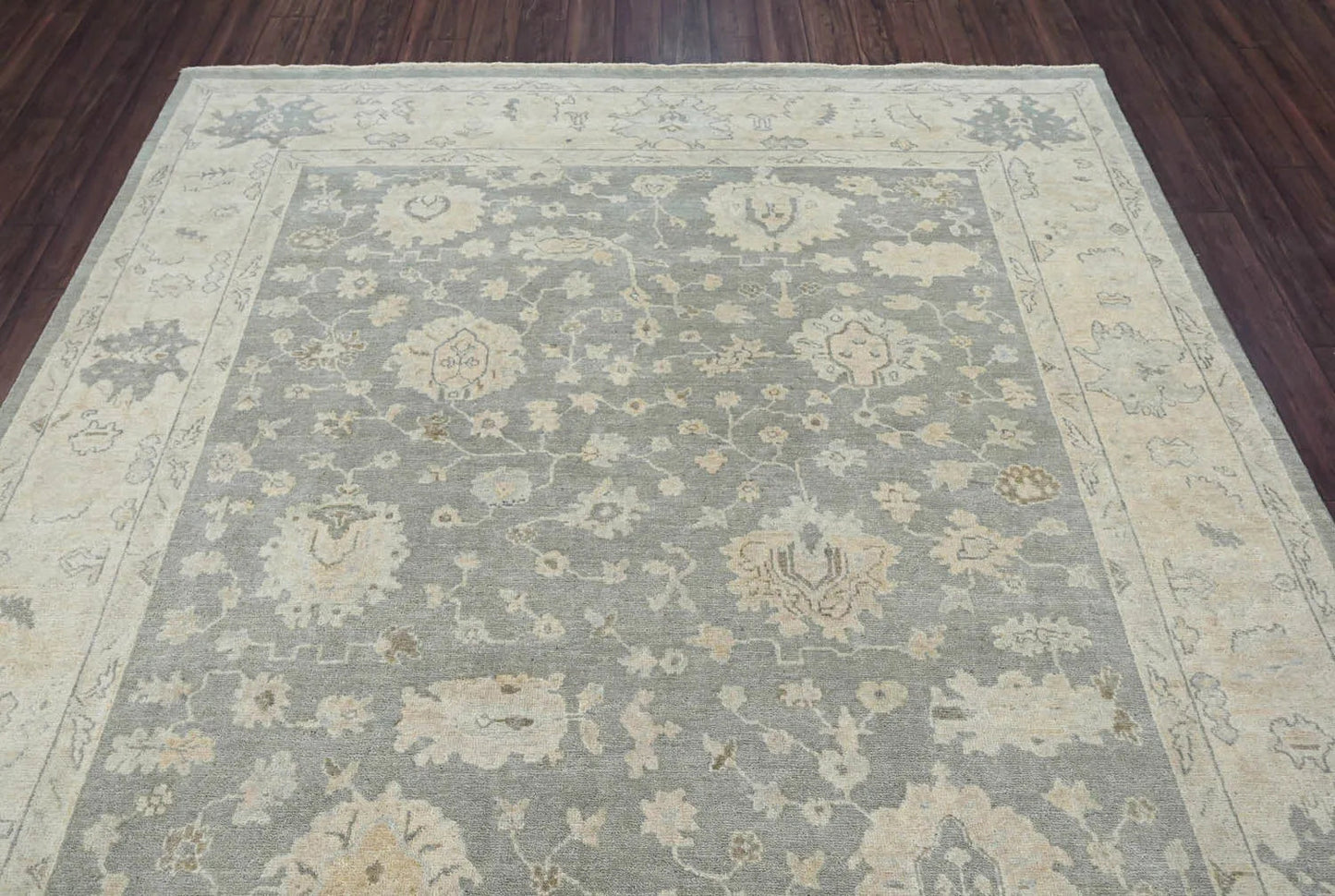 Multi Size Traditional Gray Wool Hand Knotted Turkish Oushak Oriental Rug