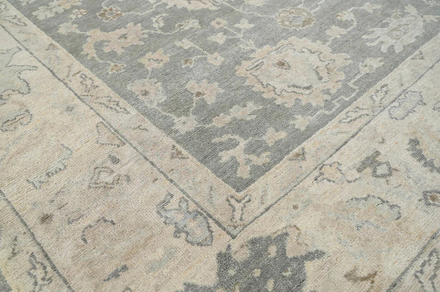 Multi Size Traditional Gray Wool Hand Knotted Turkish Oushak Oriental Rug
