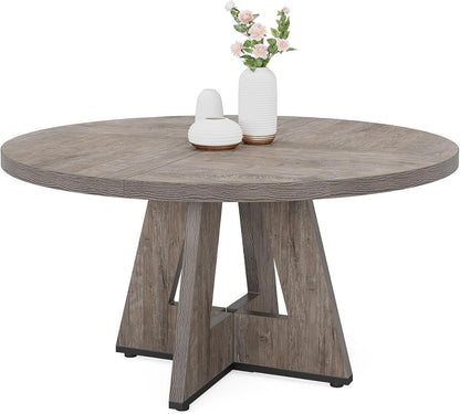 Round Dining Table 47 Inch Wood Farmhouse Grey Kitchen