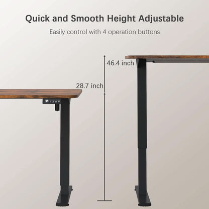 Electric Height Adjustable Standing Desk 55 X 24 Inch With Memory Presets