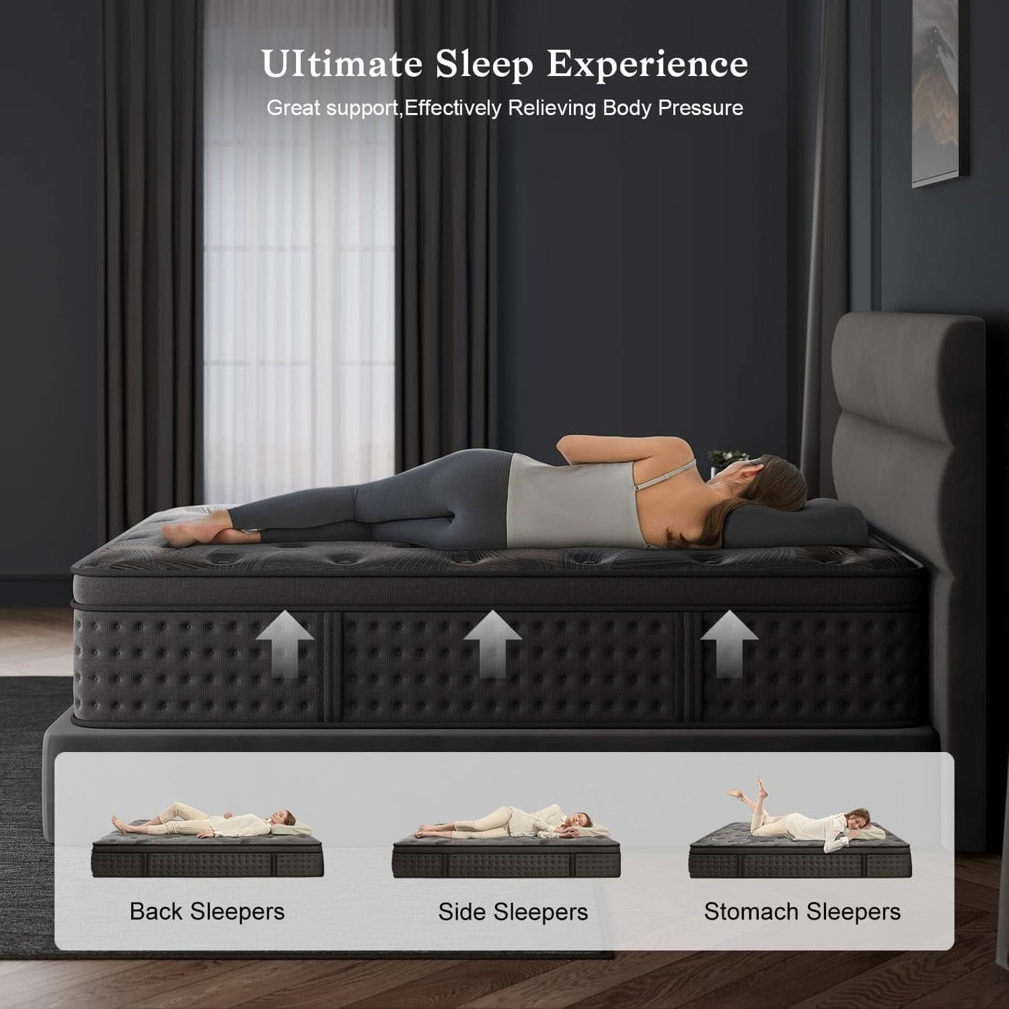 Queen 12 Inches Hybrid Memory foam Mattress CertipurUS