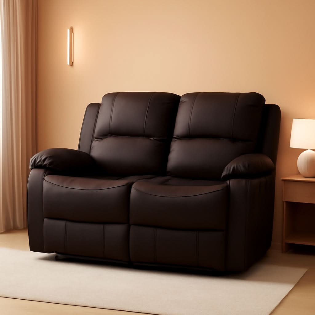 58 Inch Double Wall Hugger Theater Recliner Sofa, Chocolate