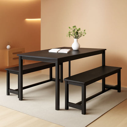Rectangular Dining Table And Chairs Set Four Modern Wood
