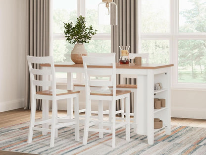 Farmhouse Counter Height Dining Table 3 Shelves Light Brown