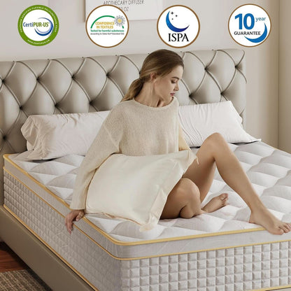 King Hybrid Mattress Twelve Inches CertipurUS Memory Foam