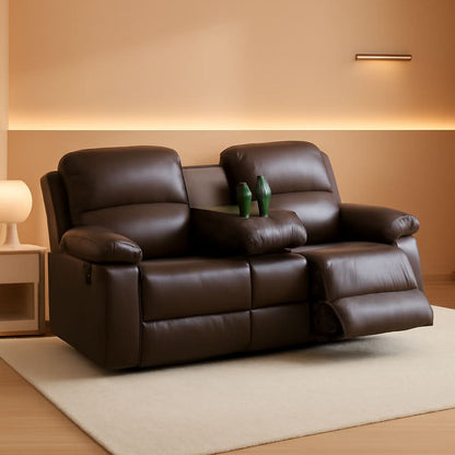 Leather Recliner Sofa Set Brown 3 Seater And Loveseat
