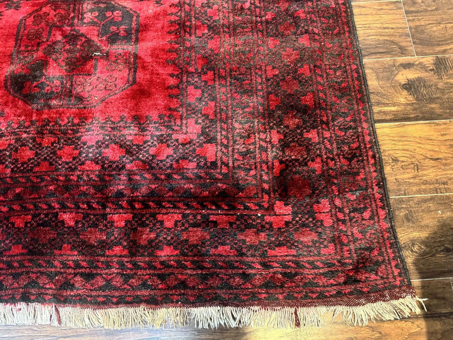 Afghan Turkoman Rug 9x10, Red Beshir Carpet, Tribal, Wool, Antique