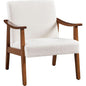 Mid Century Ivory Accent Chair With Wood Legs Boucle Upholstery