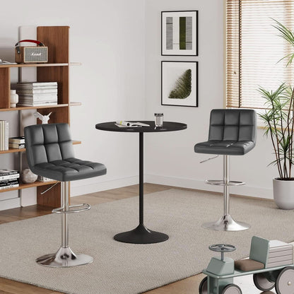 Bar Stools Gray Adjustable Swivel Counter Height 2 Pack