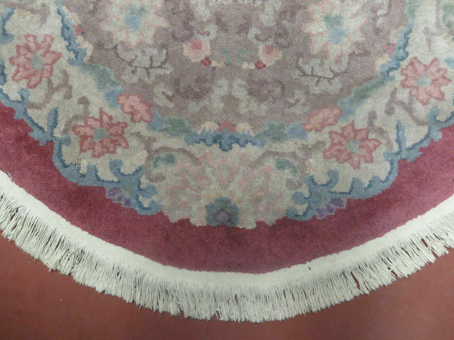 Oval Chinese Art Deco Rug 3x5 Vintage Wool Carpet