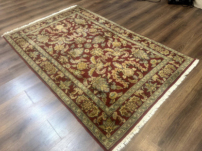 Indo Persian Mahal Rug 4x6, Floral Allover Pattern, Maroon