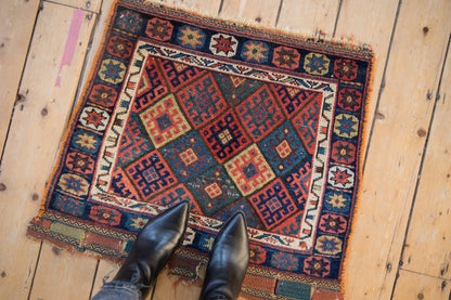 2x2.5 Antique Jaff Kurd Bag Face Square Rug Mat