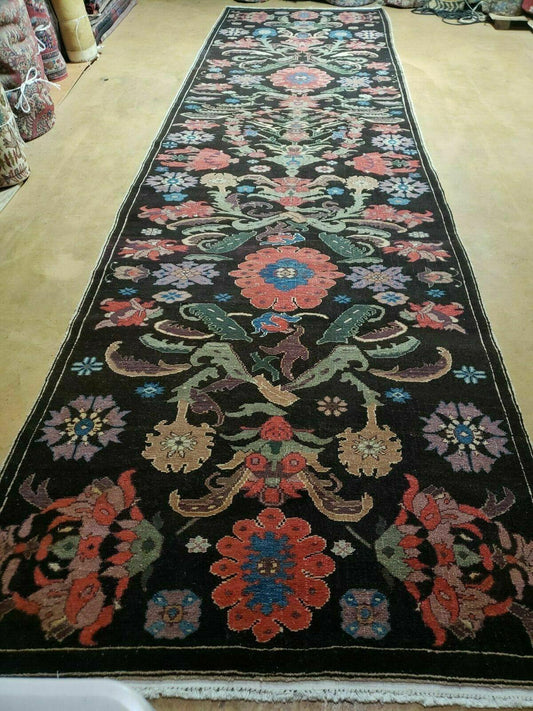 4' 5" X 16' 1" Antique Karabagh Caucasian Rug Handmade Wool Carpet Organic Dye