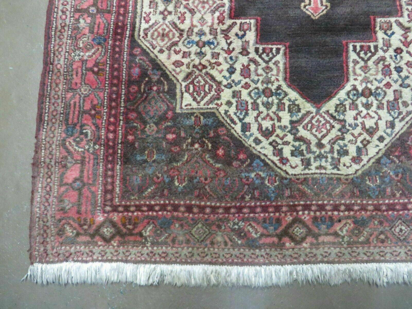 4' X 5' Antique Handmade India Floral Oriental Wool Rug Brown Vegetable Dyes