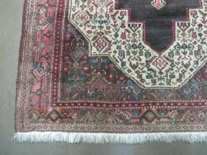 4' X 5' Antique Handmade India Floral Oriental Wool Rug Brown Vegetable Dyes