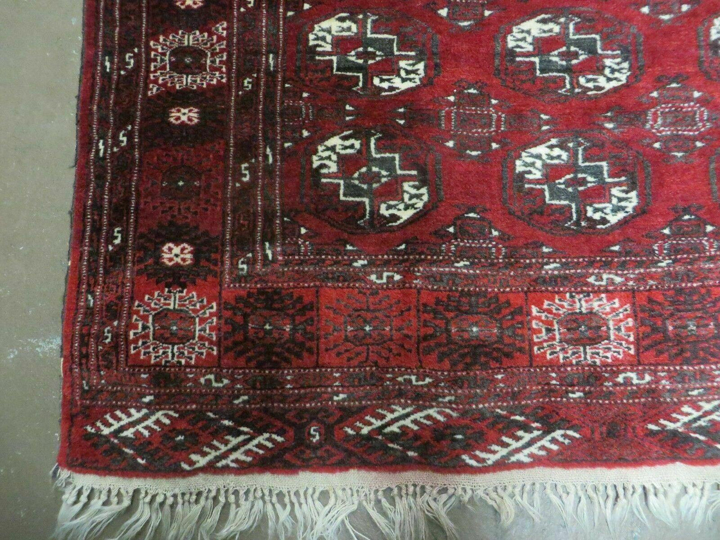 4' 5" X 5' 7" Semi Antique Handmade Afghan Yamud Turkoman Bokhara Wool Rug