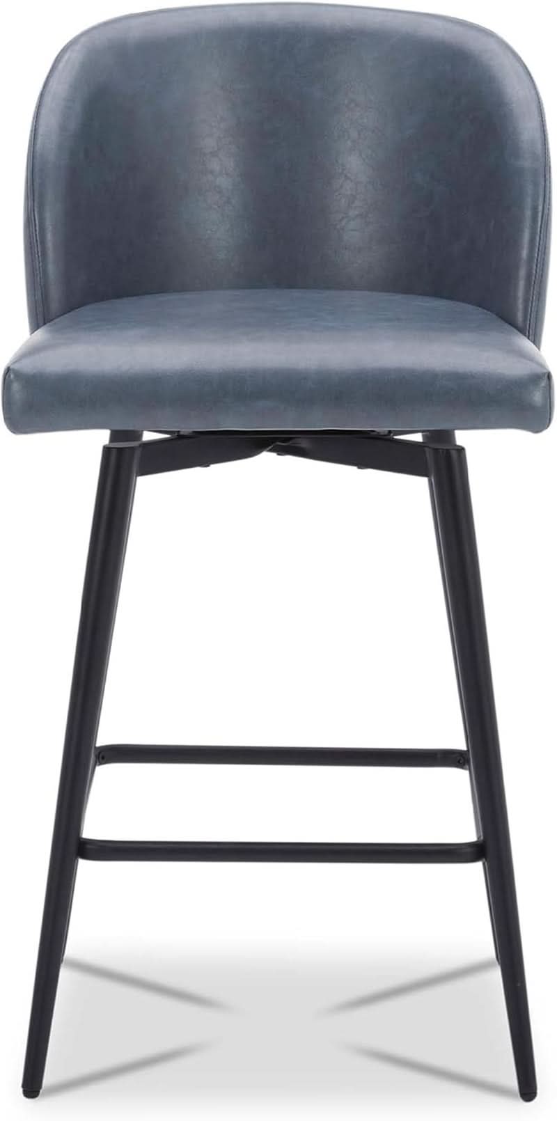 Counter Height Bar Stools 3 Pack Blue Faux Leather Swivel