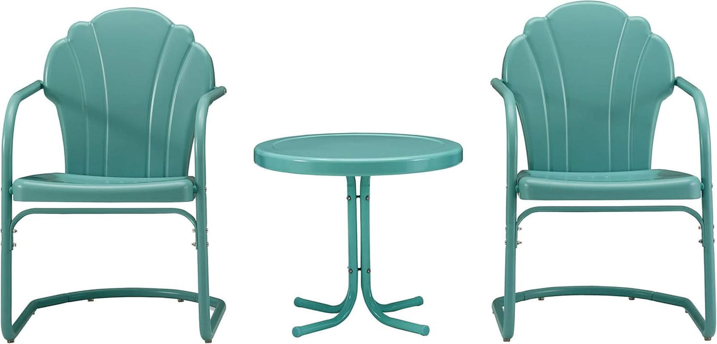 Retro Metal Outdoor Chair and Side Table Set