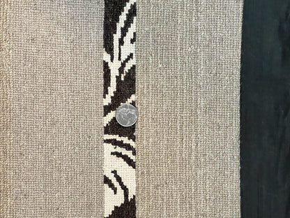 Modern Tibetan Nepali Rug 8x12, Stripe Pattern, Wool with Silk Highlights, Handmade, Beige Tan Brown