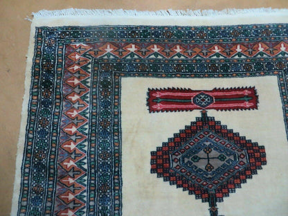 4' X 6' Vintage Handmade Bokhara Turkoman Pakistan Wool Rug Carpet Nice