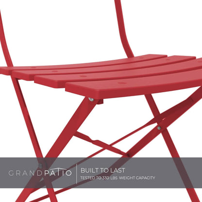 3-Piece Folding Outdoor Bistro Set Red Cushioned Seats