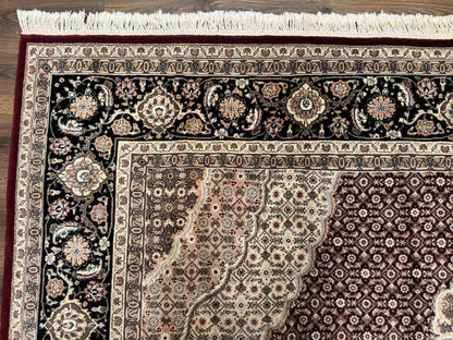 Sino Persian Rug 8x10, Herati, Elegant Oriental Carpet, Dark Maroon