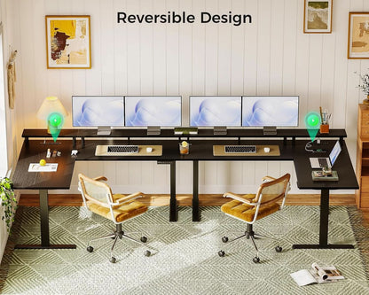Electric L Shaped Standing Desk 59 Inch With Power Outlets