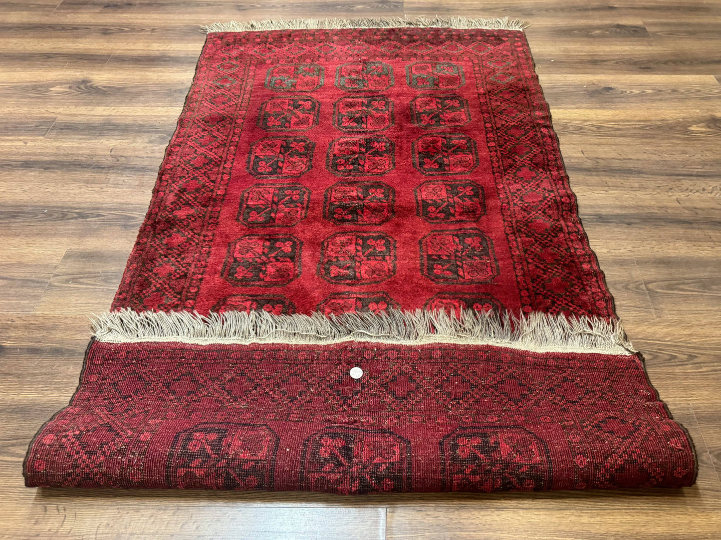Afghan Turkoman Bokhara Bashir Rug 3x6, Red