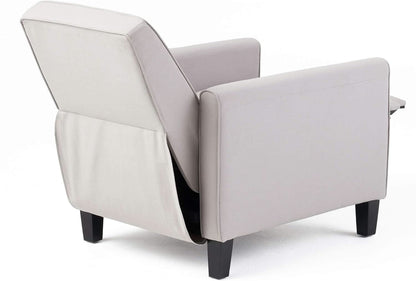 Light Gray Fabric Recliner Set 2 Low Profile Chairs