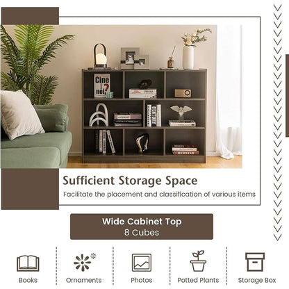 Grey 8 Cube Modular Bookcase For Living Rooms With Display