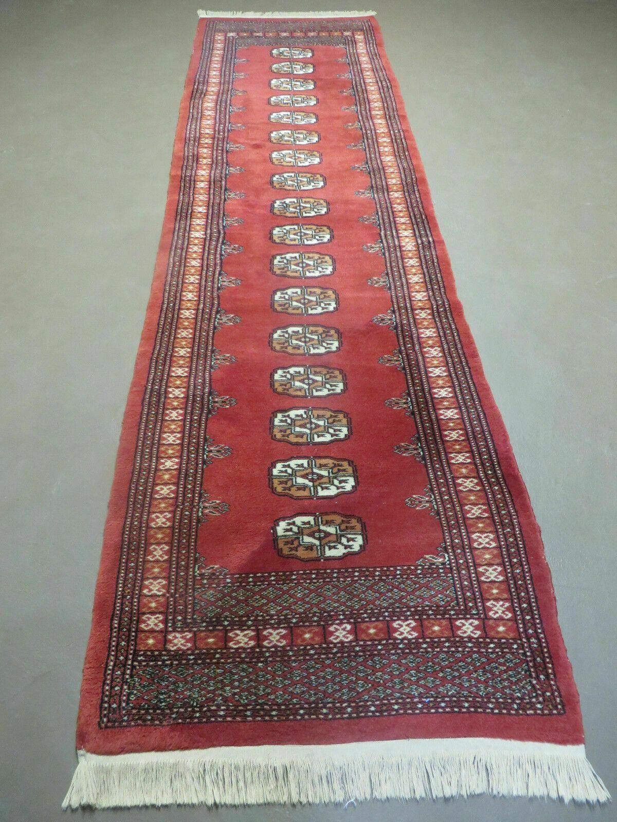2' 8" X 10' Vintage Handmade Bokhara Turkoman Pakistani Wool Runner Rug Nice