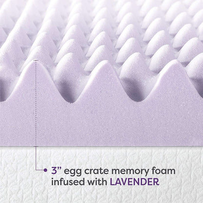 Lavender Infused Queen Memory Foam Topper for Comfort