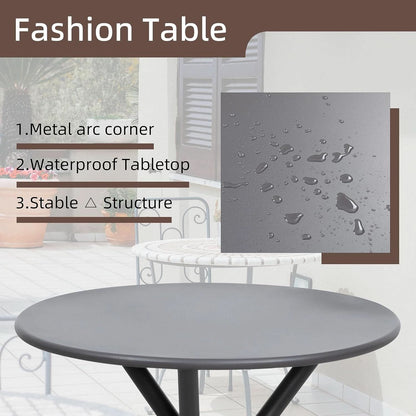 Three Piece Patio Bistro Set With Textilene Fabric Chairs And Table Grey Outdoor Furniture Set