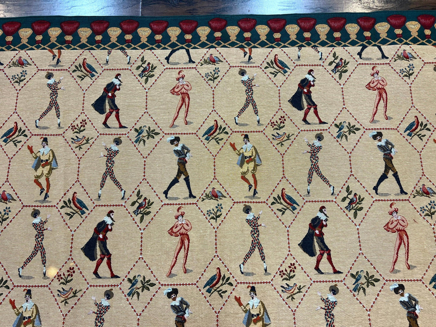 Square Tapestry 5x5, Wall Hanging, Human Pictorials, Court Jesters, Vintage