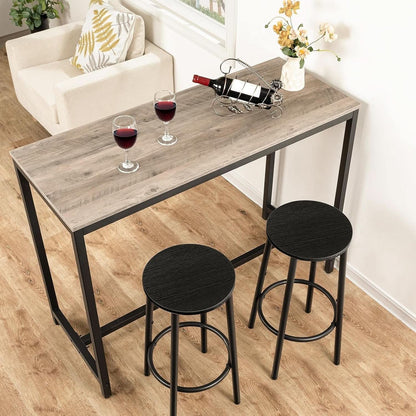 Black Bar Stool Set of 2 Counter Height With Footrest
