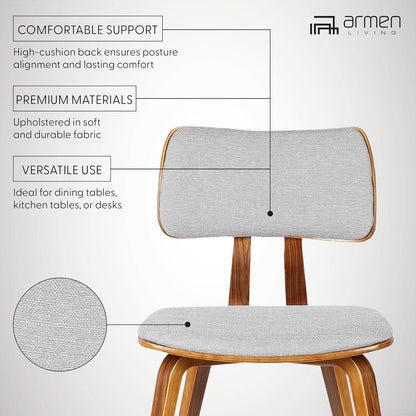 Jaguar Mid Century Modern Dining Chair Grey Fabric Walnut